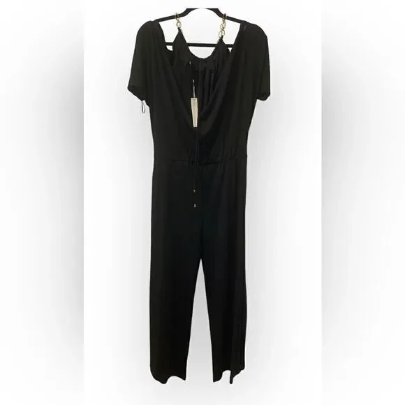 Trina Turk Angie Jumpsuit Gold Chain, Cold Shoulder M, NWT
